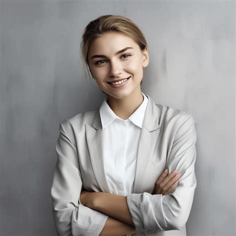 Premium AI Image A Woman With Her Arms Crossed Stands In Front Of A