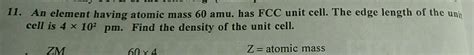 An Element Having Bcc Geometry Has Atomic Mass Calculate The