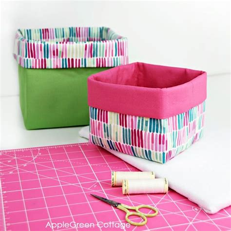 Sew A Basket In 3 Sizes AppleGreen Cottage Fabric Basket Tutorial