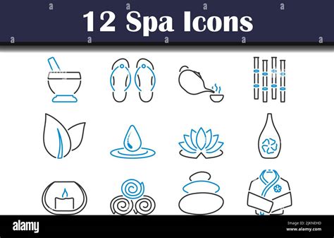 Spa Icon Set Editable Bold Outline With Color Fill Design Vector