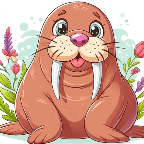 Premium Vector Cute Walrus Vector Cartoon Illustration