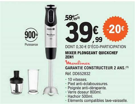 Promo Mixer Plongeant Quickchef En Moulinex Chez E Leclerc