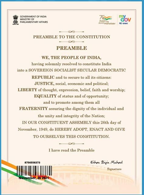 Preamble To The Constitution India Ncc