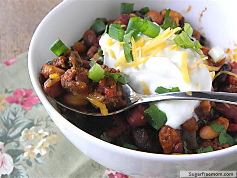 Lightened Up Crock Pot Three Bean Turkey Chili Sugar Free Mom