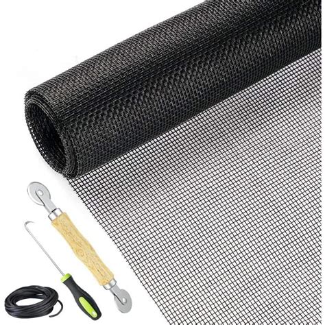 Wellco 48 In X 118 In Black Fiberglass Window Screen Kit With Spline ，spline Removal Hook And