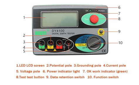 DY4100 Medidor Digital De Resistencia A Tierra 0 2000 Ohmios