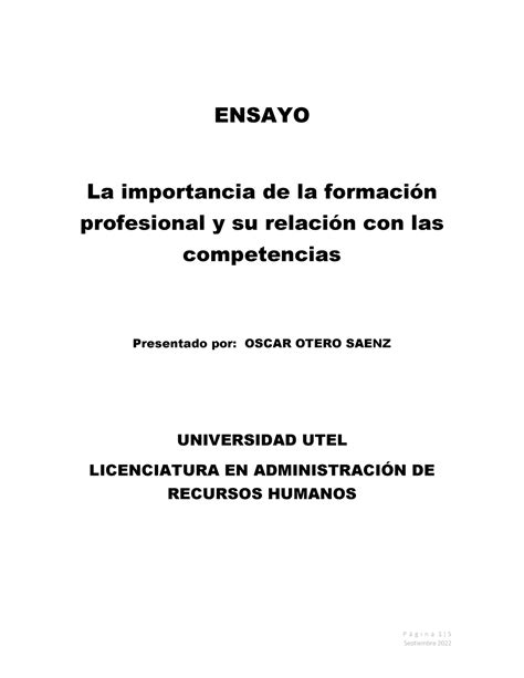 La Importancia De La Formaci N Profesional Sep P G I N A