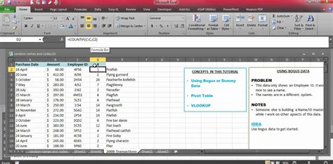 Using Dummy Data In Excel Also Pivot Table And Vlookup Youtube