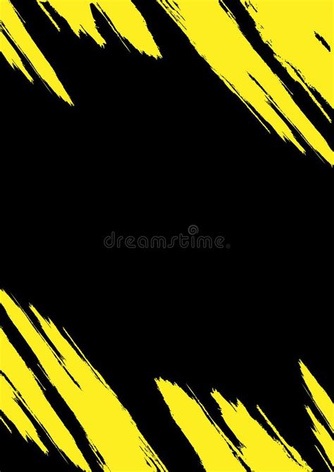 Black And Yellow Brush Strokes Hand Drawn Illustration Grunge