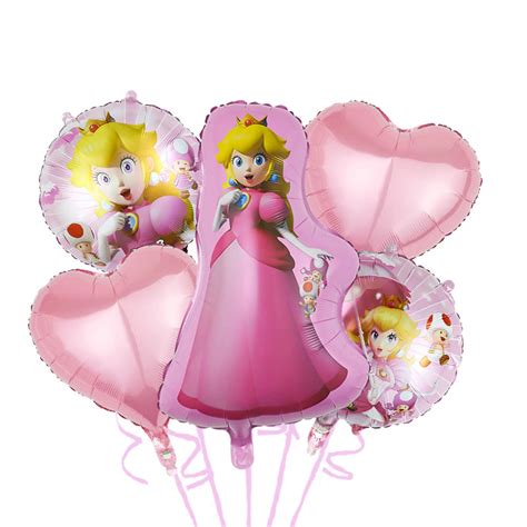 Bouquet De Globos Peach Mario 5 Piezas Paquete