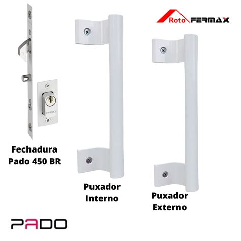 Kit Porta De Correr Fechadura E Puxador De Alum Nio Brancopado