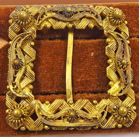 Gilt Metal Square Dress Buckle — Vintage Button Emporium