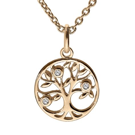 Collier En Plaqu Or Cha Ne Avec Pendentif Petit Arbre De Vie Et Oxydes