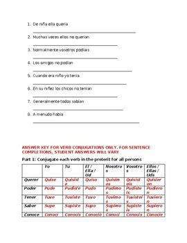 Practice Meaning Change Preterit Imperfect Verbs By Kunal Patel TPT