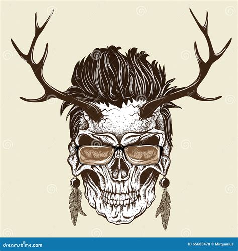 Hipster Skull Of Human Stock Vector Illustration Of Hippie 65683478