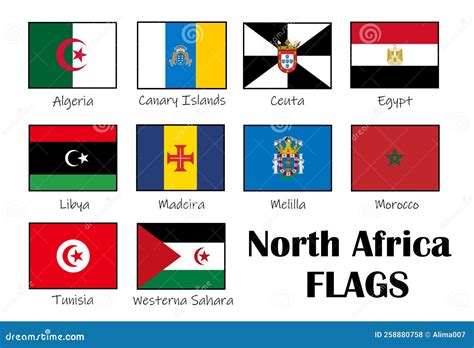 Subregion of Africa, State of North Africa , Vector Flags Stock ...