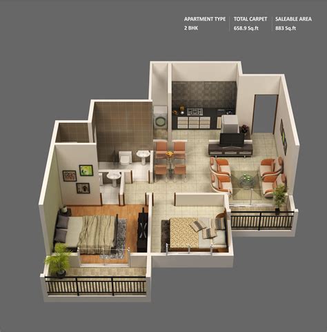 50 Two "2" Bedroom Apartment/House Plans | Architecture & Design