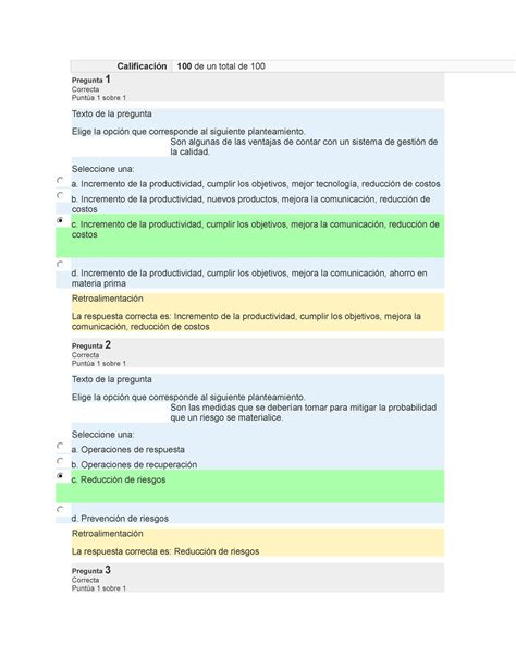 Ea Gesti N De Operaciones Y Calidad Calificaci N De Un Total De