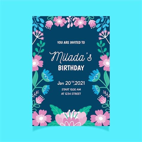 Floral Birthday Card Template Free Vector