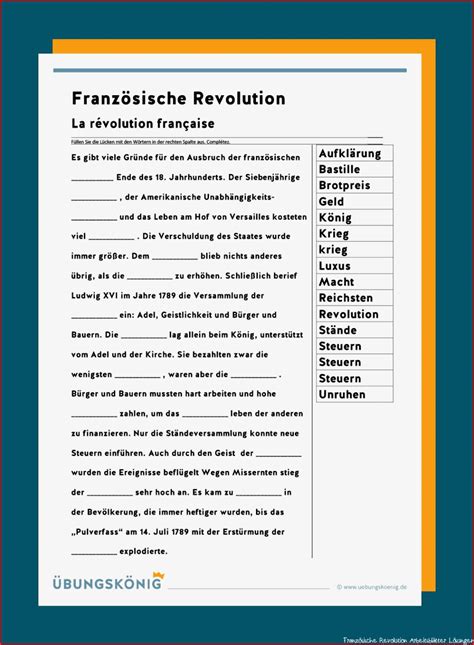 Erschwinglich Französische Revolution Arbeitsblätter Lösungen Sie Jetzt