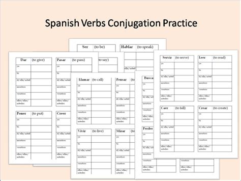 Spanish Verbs Conjugation Conjugation Tables Spanish Verbs Practice Instant Digital Download Etsy