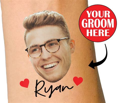 Custom Personalized Bachelorette Party Favor Photo Temporary Tattoos Groom Face Tattoos Party