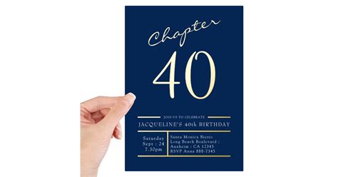 40 Blue 40th Birthday Party Gold Foil Invitation Zazzle