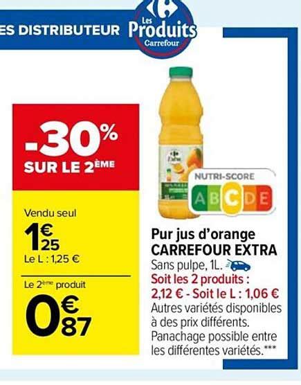 Promo Pur Jus D Orange Carrefour Extra Chez Carrefour Market