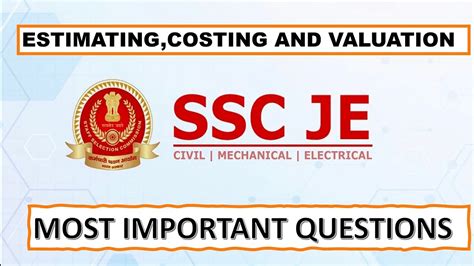 14 Estimatingcosting And Valution Ssc Je Civil Engineering Youtube