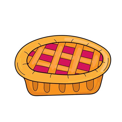 Cute cartoon pie. Cherry or bleuberry pie drawing. Cartoon image of traditional American baked ...