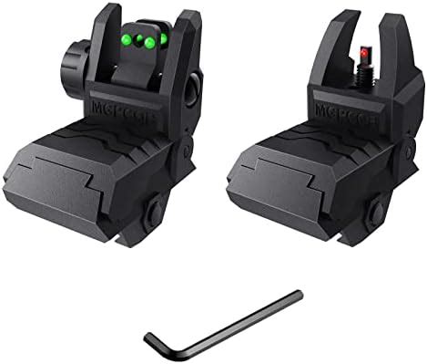 Bugleman Foldable Fiber Optics Iron Sights Flip Up Front And Rear