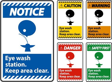 Emergency Eye Wash Station Keep Area Clear Sign 22903135 Vector Art At