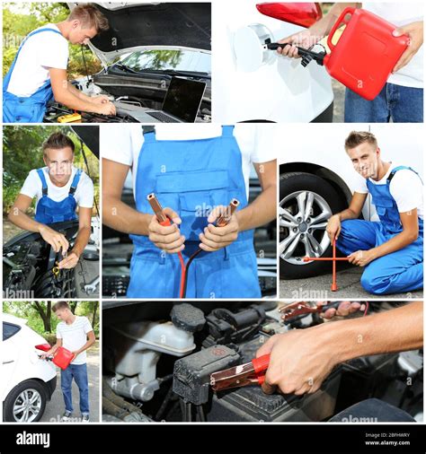 Collage Of Car Mechanic Stock Photo Alamy