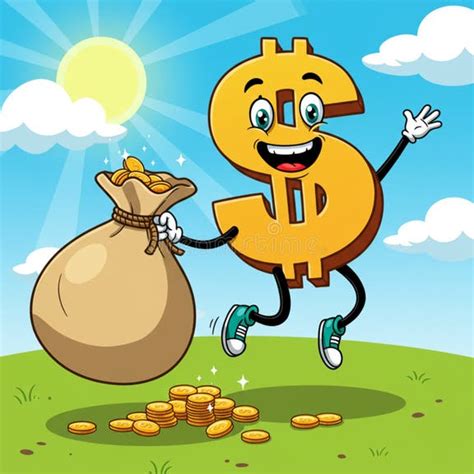 Anthropomorphic Dollar Symbol In Cartoon Style With Arms And Legs