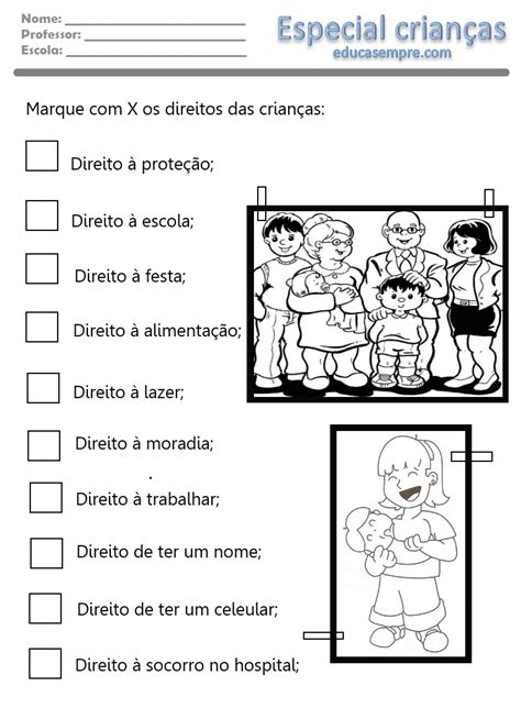 Atividades Sobre Direitos E Deveres Das Crian As Em Sala De Aula