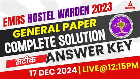 Emrs Hostel Warden Analysis Emrs Today Exam Analysis Emrs