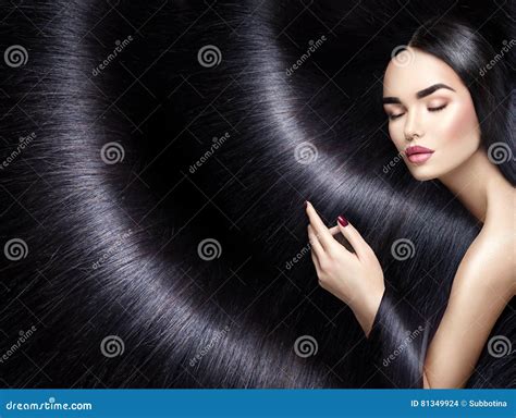 Long Hair Background Beauty Brunette Woman Stock Photo Image Of Eyebrows Face 81349924