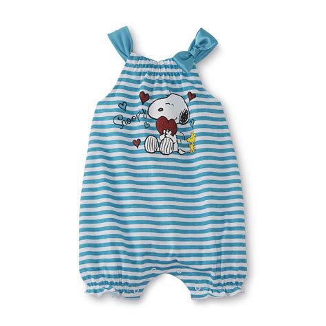 Peanuts By Schulz Snoopy Newborn And Infant Girls Romper Striped