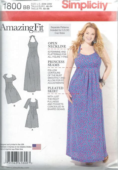 Simplicity 1800 Plus Size Dress Sewing Pattern Women Plus Etsy