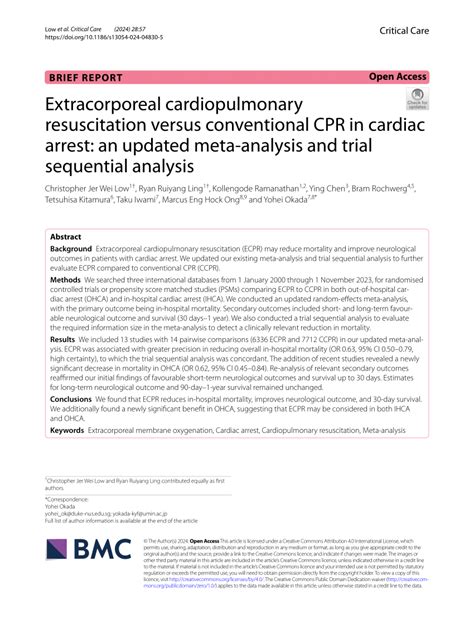 PDF Extracorporeal Cardiopulmonary Resuscitation Versus Conventional