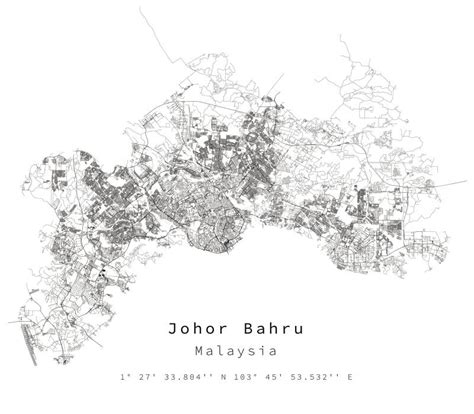 Johor Bahru Malaysia Urban Detail Streets Roads Map Vector Element