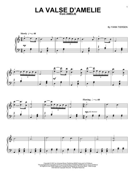 La Valse D Amelie By Yann Tiersen Sheet Music For Piano Solo At Sheet