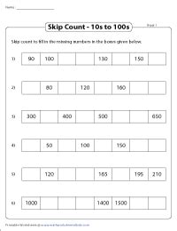 Skip Counting Worksheets