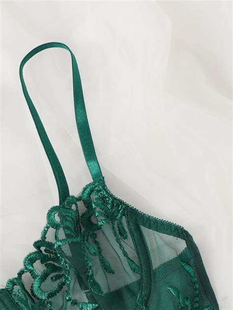 Embroidered Mesh Underwire Lingerie Set For Sale Australia New