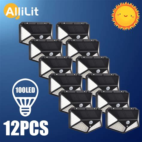 1 2 4 8 12pcs 20 100 Led Solar Light Outdoor Solar Wall Lamp Set Pir Motion Sensor Waterproof