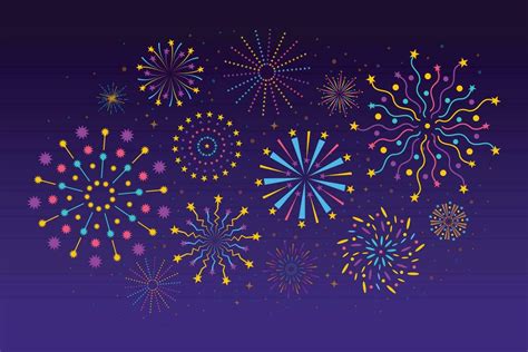 Fireworks In Night Sky Abstract Holiday Celebration Background Colorful Salutes Festive