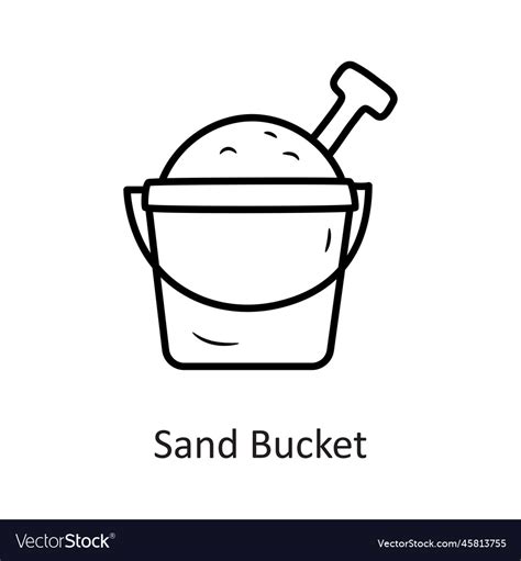 Sand Bucket Outline Icon Design Royalty Free Vector Image