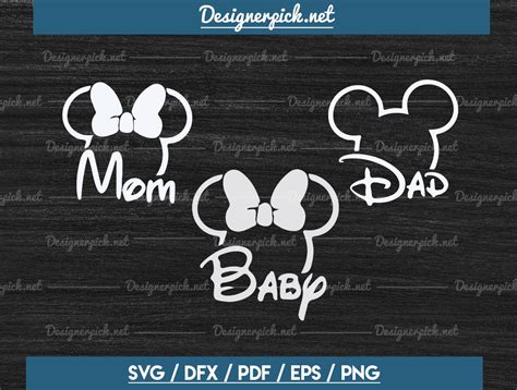 Disney Mickey Mom Dad Baby Svg Best Quality Design Bundle