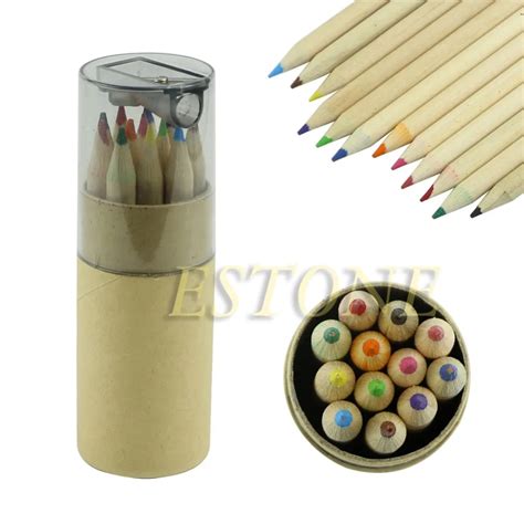 1set Mini Cute Child Wooden Writing Colored Pencils 12 Colors W