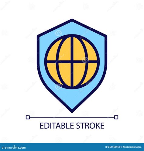 Global Security Pixel Perfect Rgb Color Icon Stock Vector